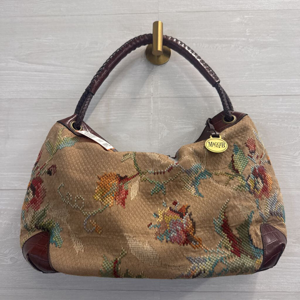 Maggi B Brown Tapestry Shoulder Purse