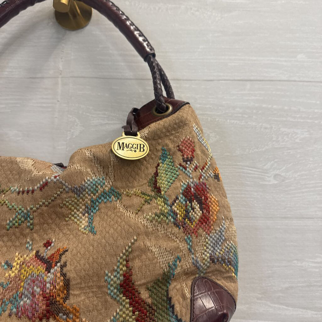 Maggi B Brown Tapestry Shoulder Purse