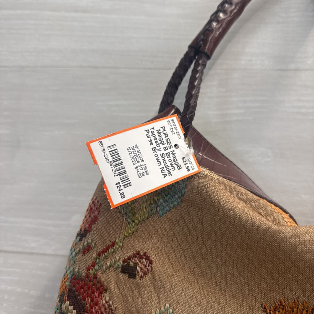 Maggi B Brown Tapestry Shoulder Purse