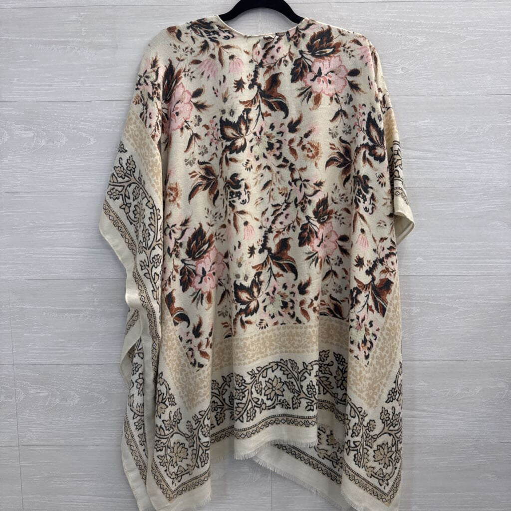 Nine West White/ Multi Print Kimono Top One Size