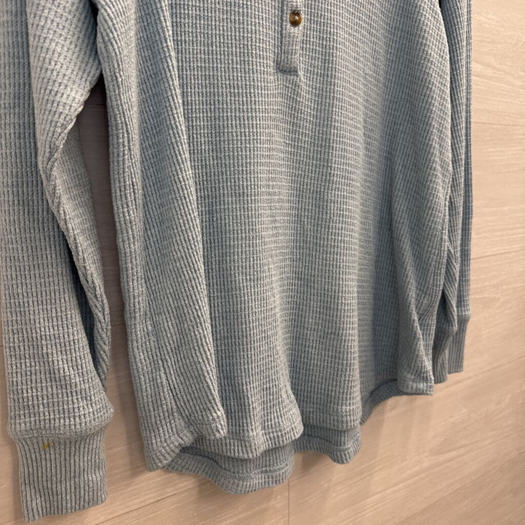 American Eagle Blue Textured Long Sleeve Henley Top Small