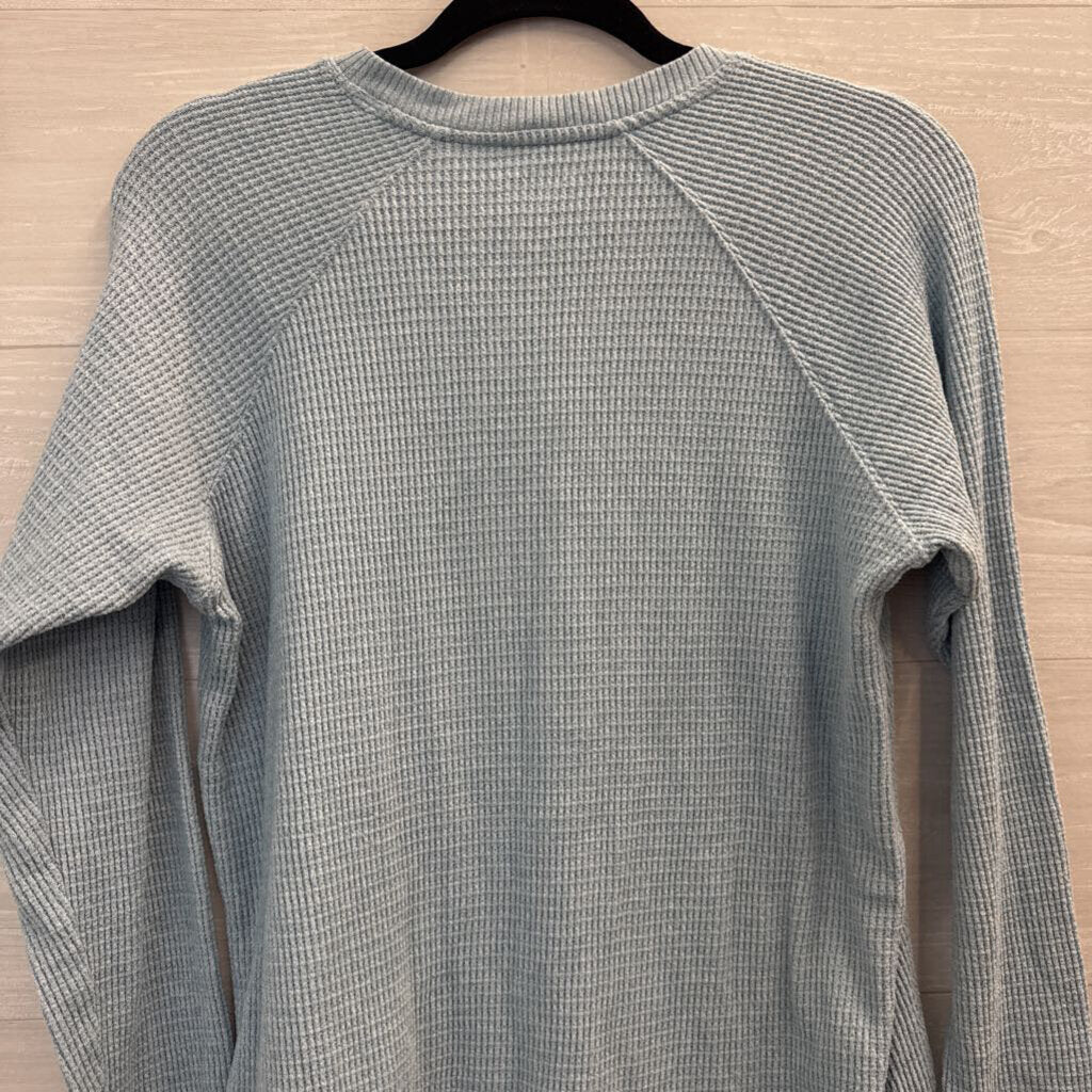 American Eagle Blue Textured Long Sleeve Henley Top Small