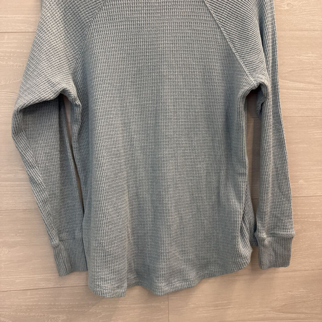 American Eagle Blue Textured Long Sleeve Henley Top Small