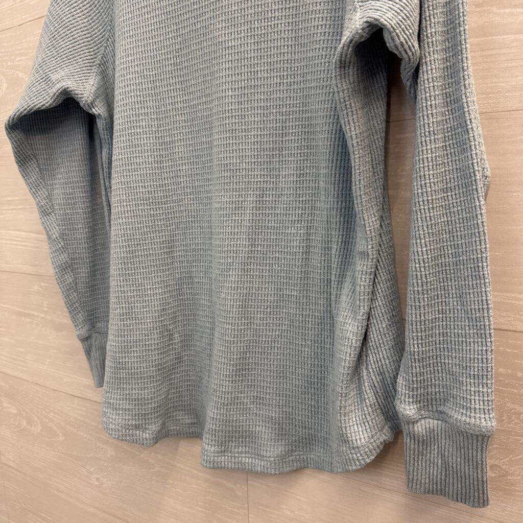 American Eagle Blue Textured Long Sleeve Henley Top Small