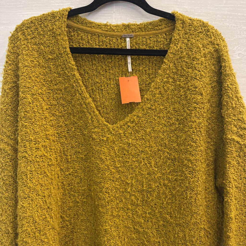 Free People Green Knit Oversized Long Sleeve Sweater Extra Small