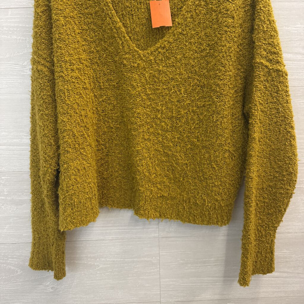 Free People Green Knit Oversized Long Sleeve Sweater Extra Small