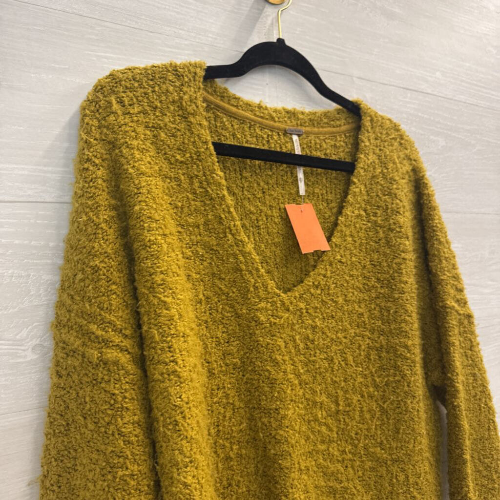 Free People Green Knit Oversized Long Sleeve Sweater Extra Small