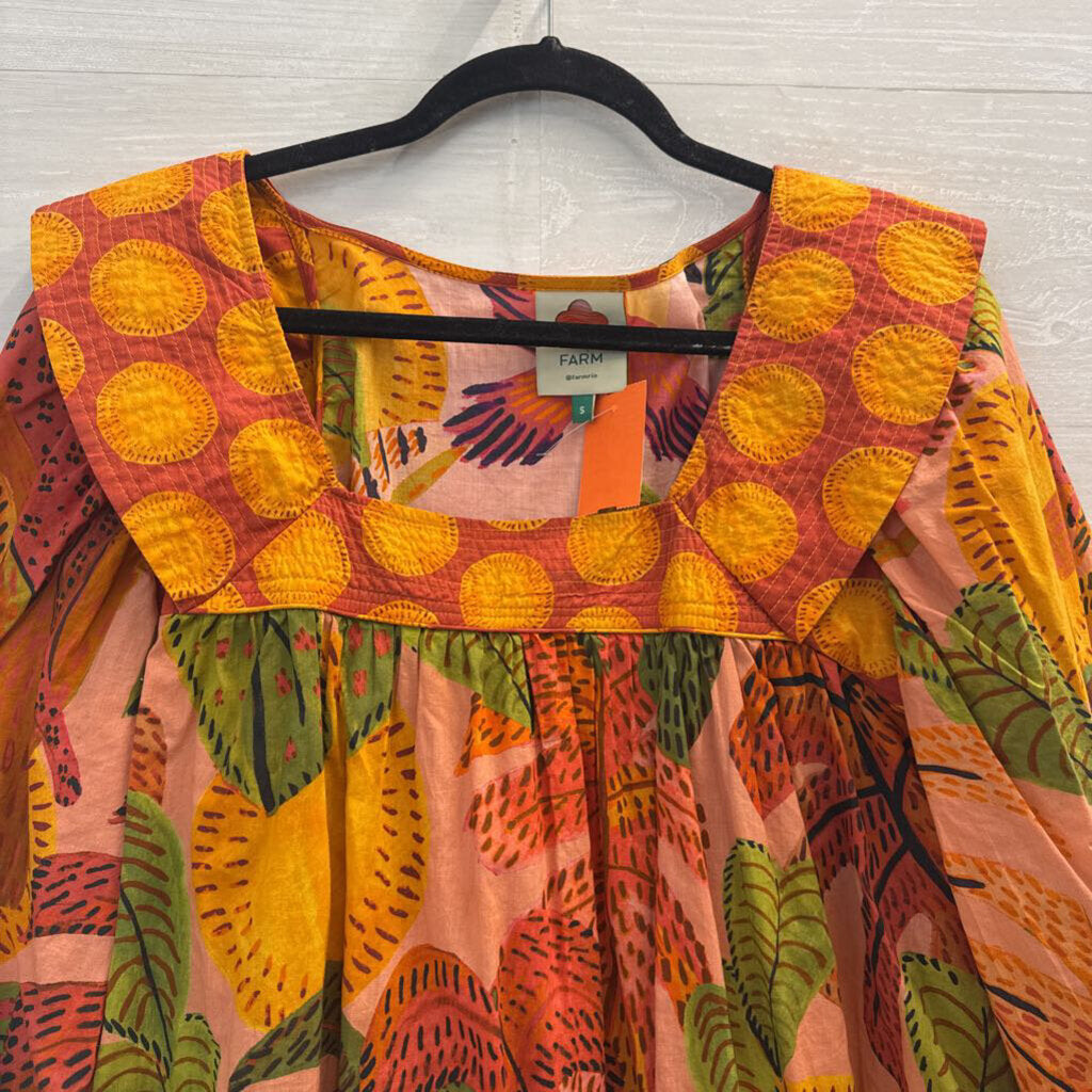 Farm Rio Pink/ Multi Print Long Sleeve Top Small