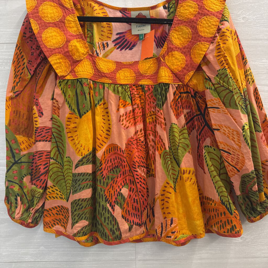 Farm Rio Pink/ Multi Print Long Sleeve Top Small