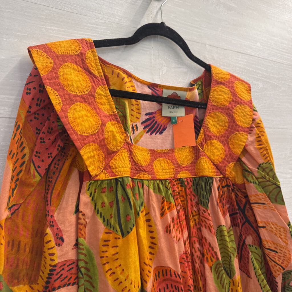 Farm Rio Pink/ Multi Print Long Sleeve Top Small