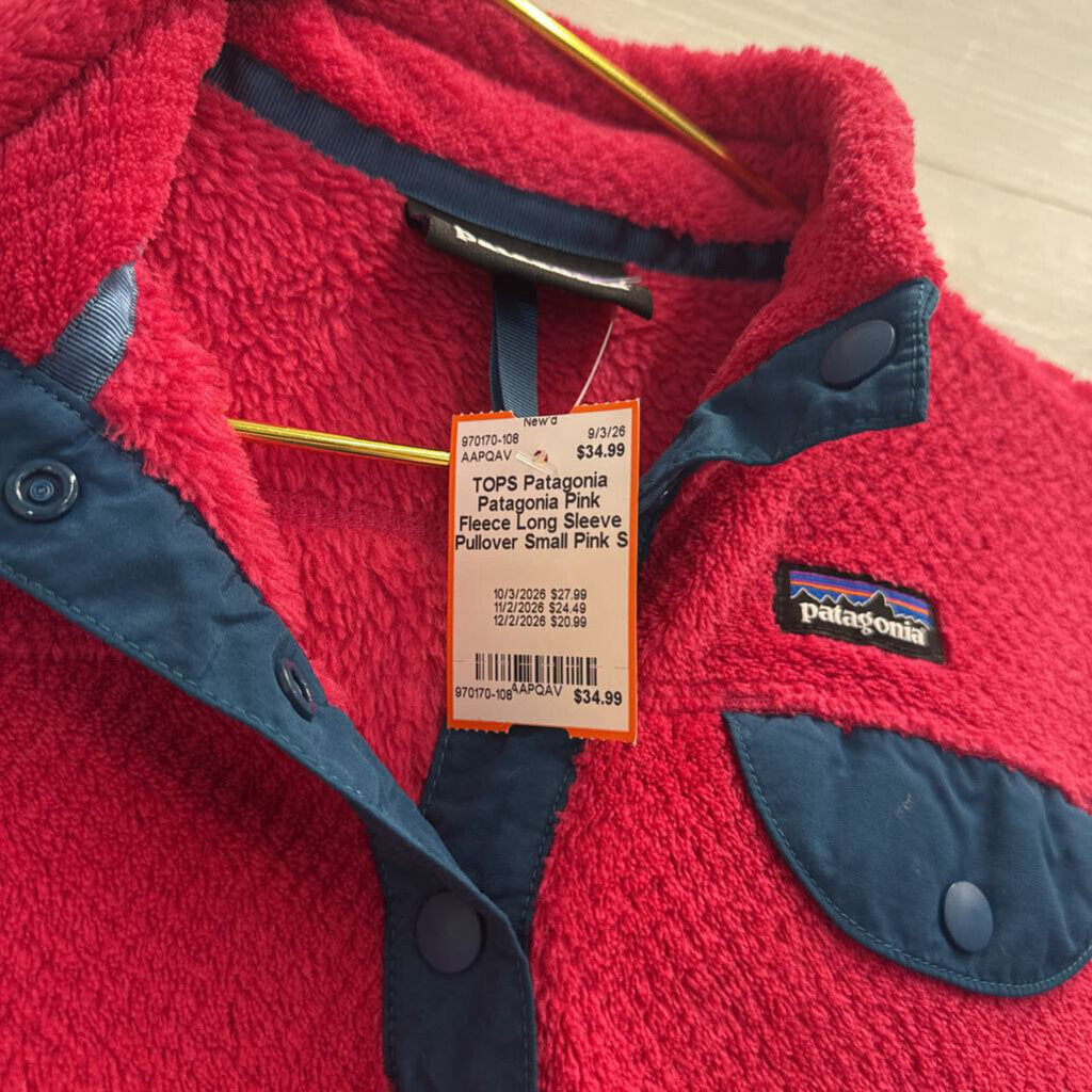 Patagonia Pink Fleece Long Sleeve Pullover Small