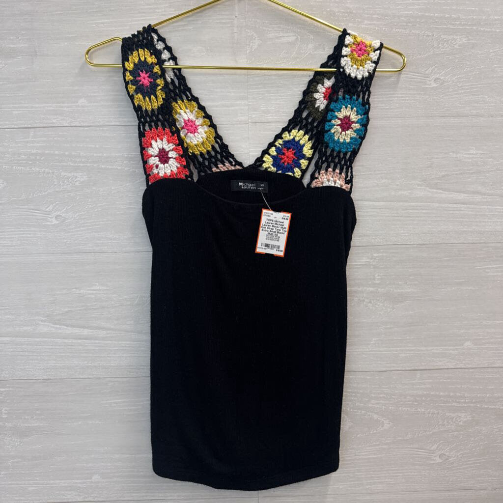 Michael Lauren Black/ Multi Knit Strap Tank Top Extra Small
