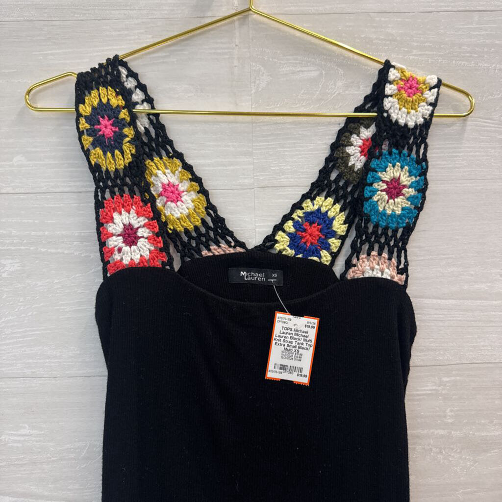 Michael Lauren Black/ Multi Knit Strap Tank Top Extra Small