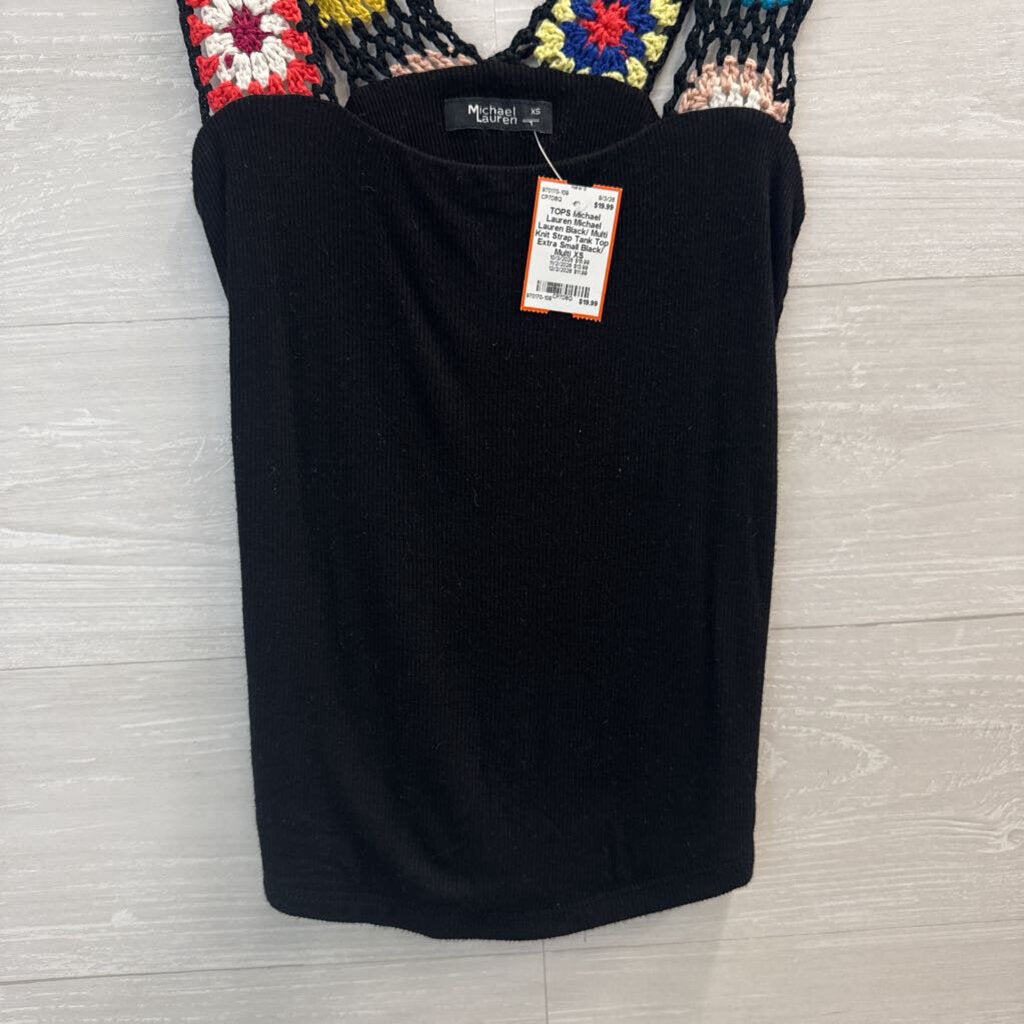 Michael Lauren Black/ Multi Knit Strap Tank Top Extra Small