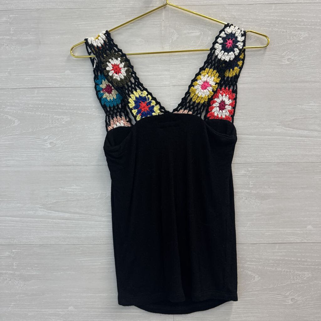 Michael Lauren Black/ Multi Knit Strap Tank Top Extra Small