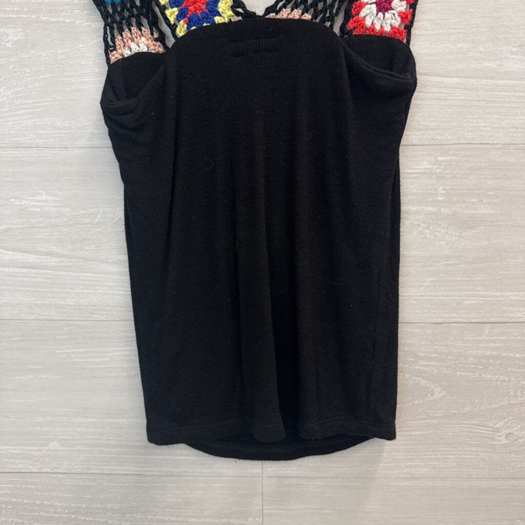 Michael Lauren Black/ Multi Knit Strap Tank Top Extra Small