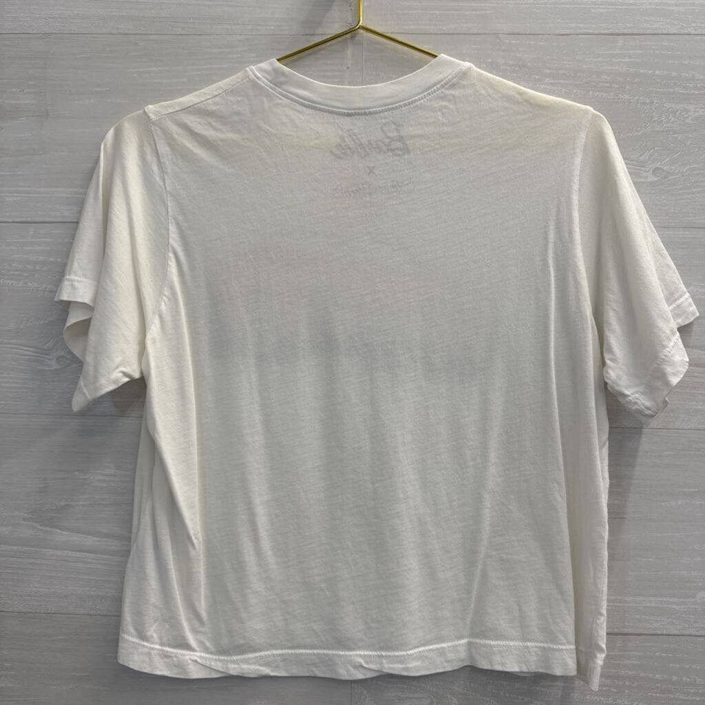 Barbie White Cropped Short Sleeve Graphic Tee Extra Small