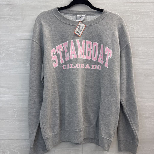 Prairie Mountain Grey/ Pink Steamboat Crewneck Sweatshirt Medium