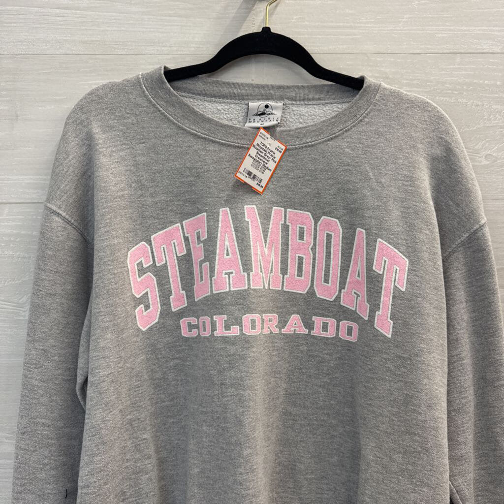 Prairie Mountain Grey/ Pink Steamboat Crewneck Sweatshirt Medium