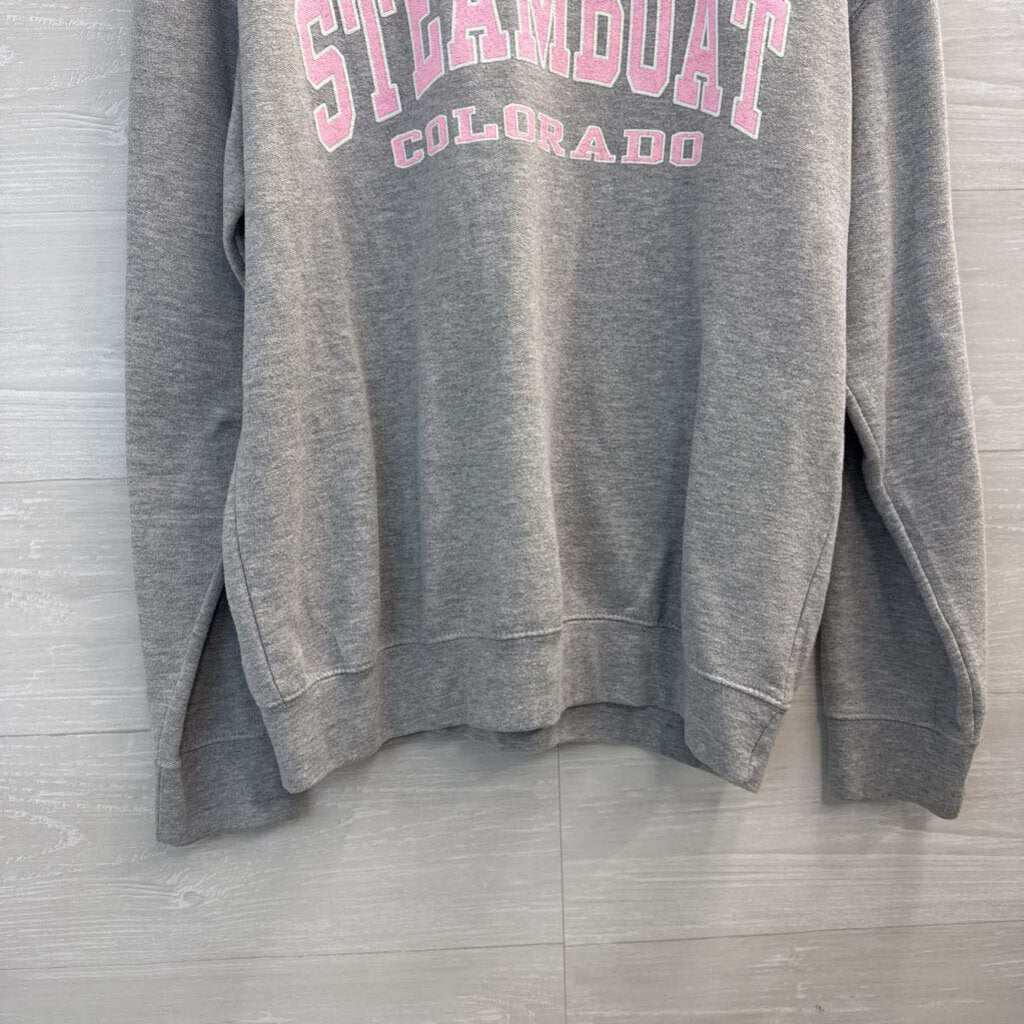 Prairie Mountain Grey/ Pink Steamboat Crewneck Sweatshirt Medium
