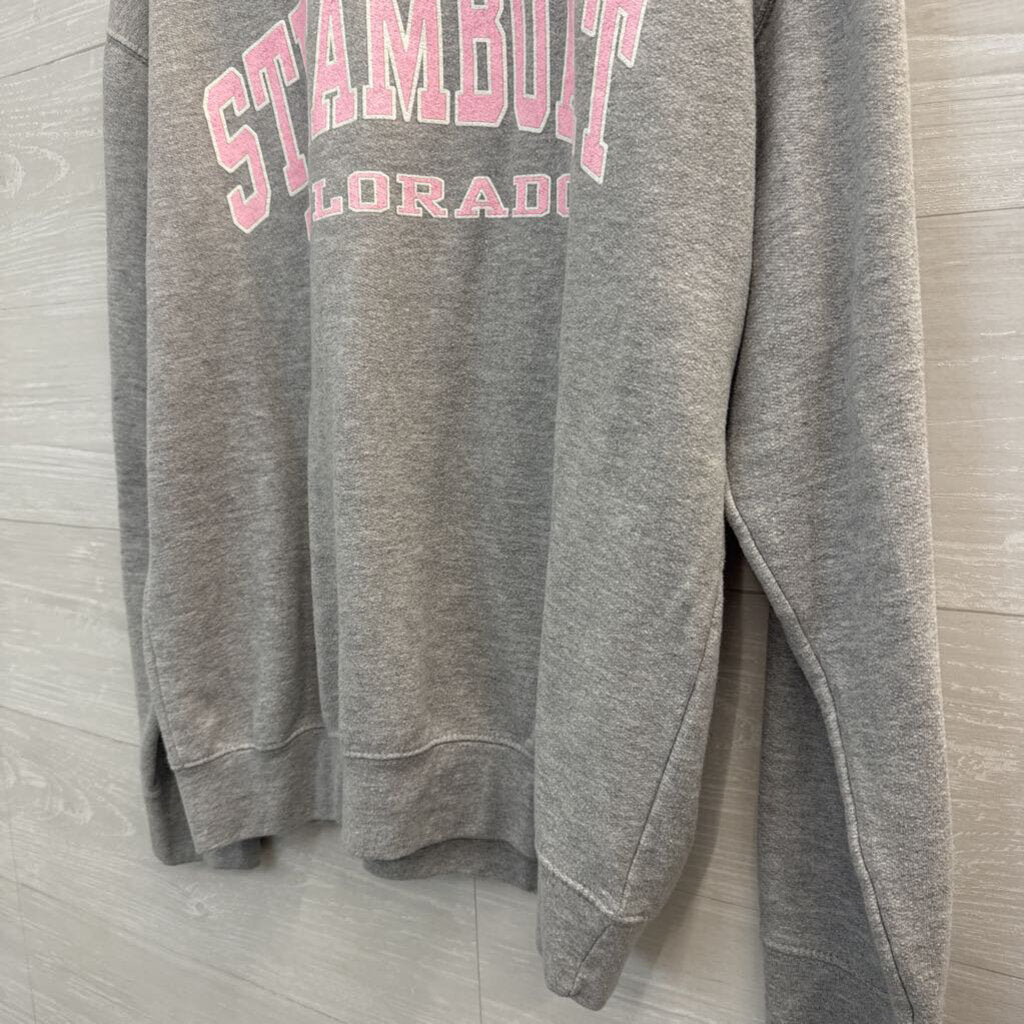 Prairie Mountain Grey/ Pink Steamboat Crewneck Sweatshirt Medium