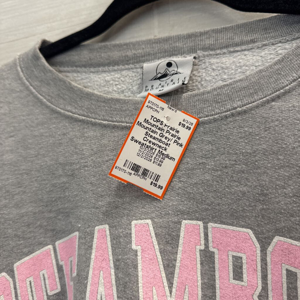 Prairie Mountain Grey/ Pink Steamboat Crewneck Sweatshirt Medium