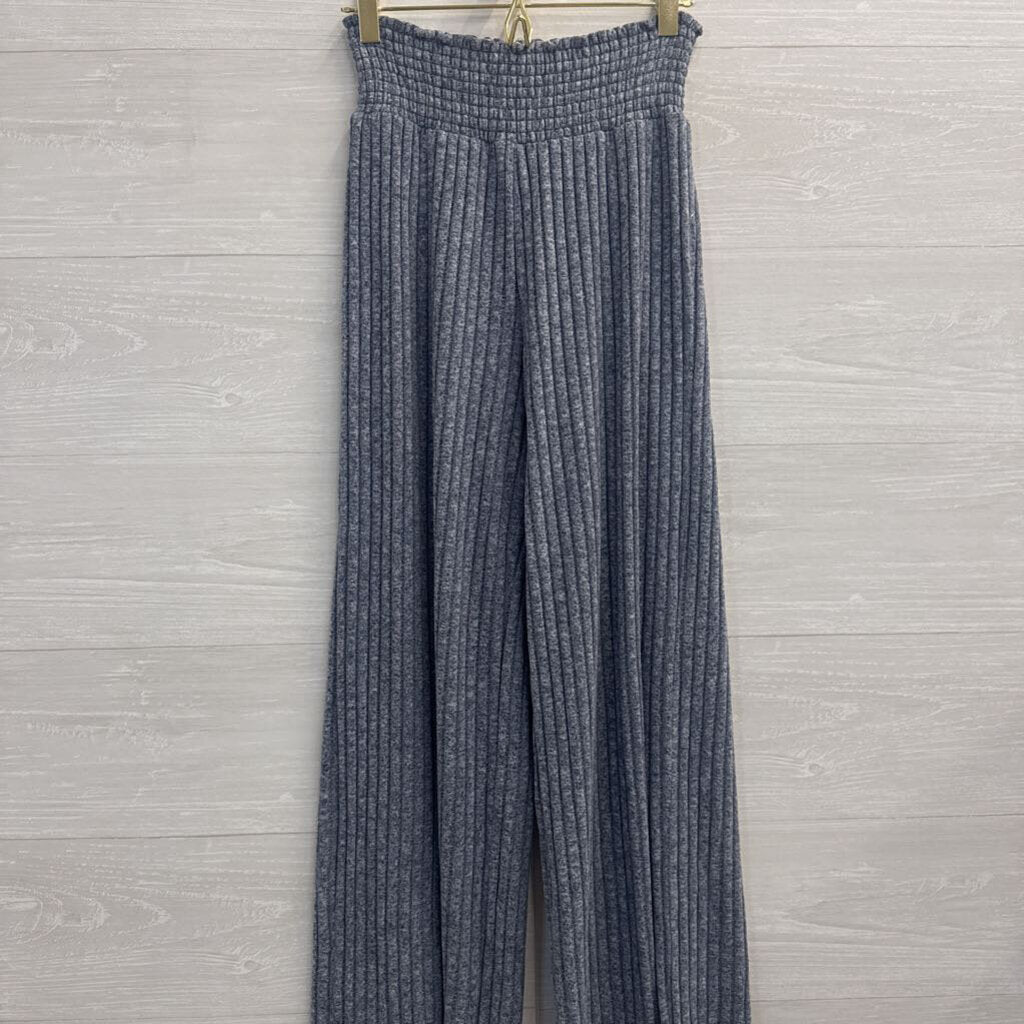Z Supply Blue Ribbed Wide Leg Pull On Pants Extra Small