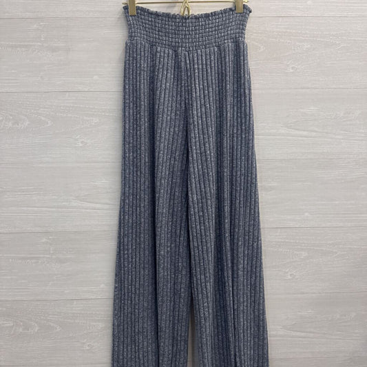 Z Supply Blue Ribbed Wide Leg Pull On Pants Extra Small