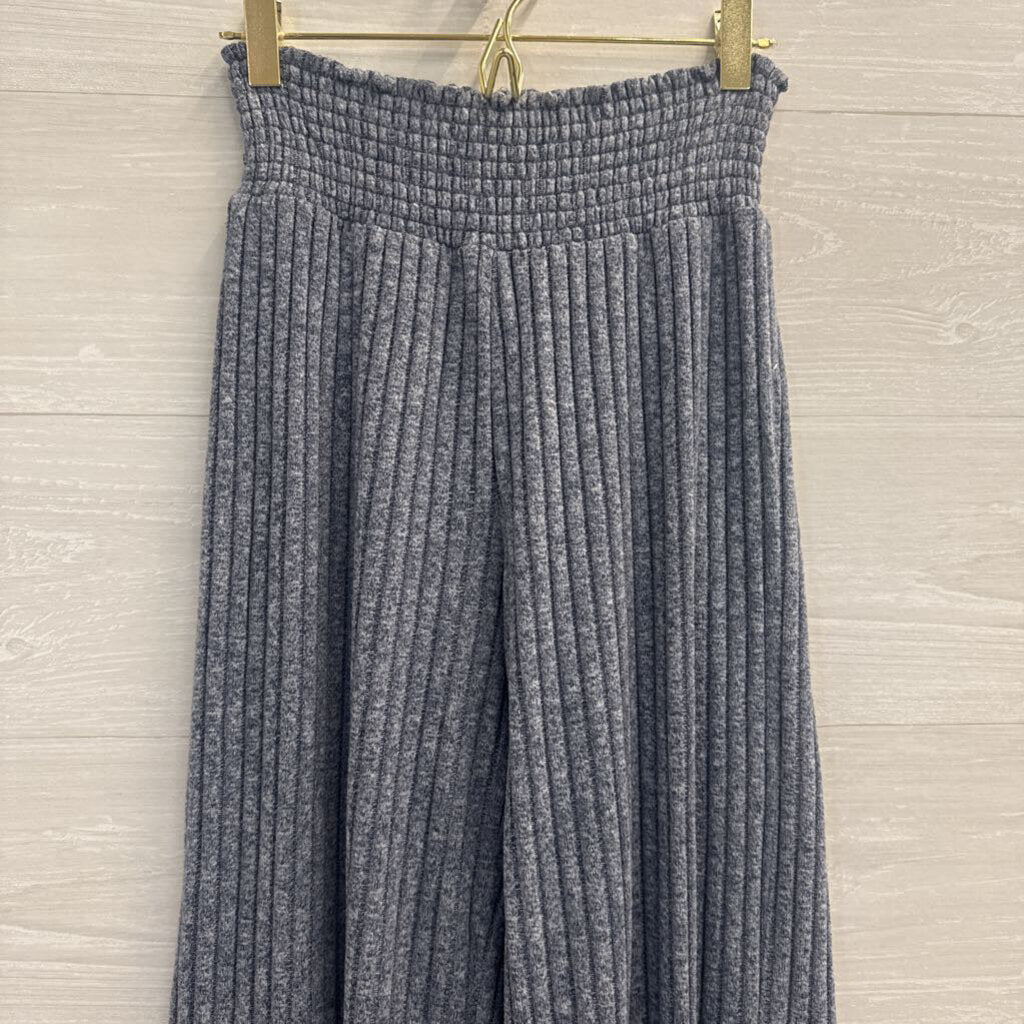 Z Supply Blue Ribbed Wide Leg Pull On Pants Extra Small