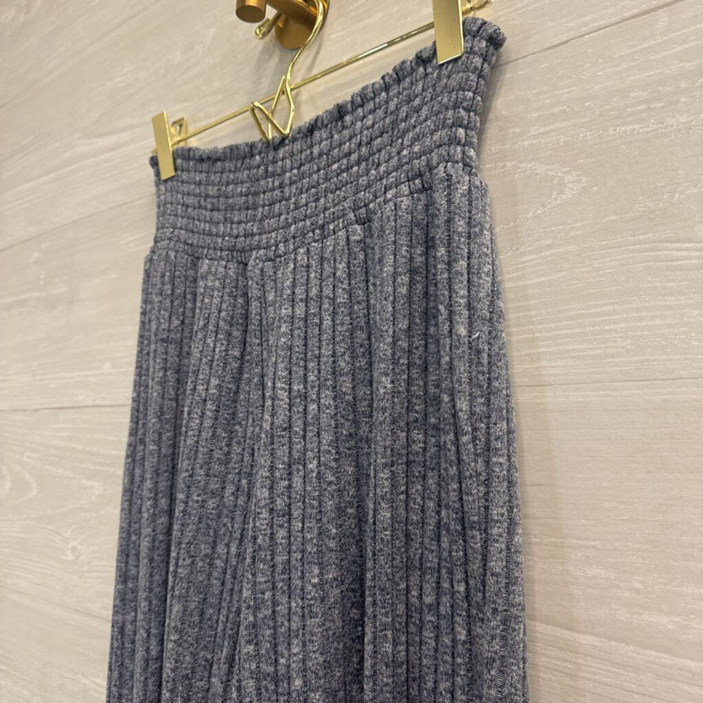 Z Supply Blue Ribbed Wide Leg Pull On Pants Extra Small