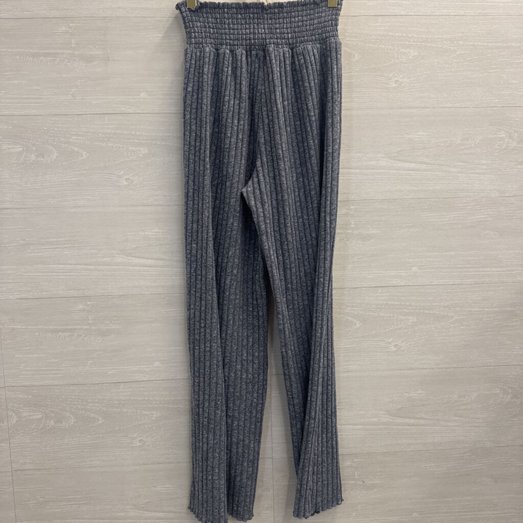 Z Supply Blue Ribbed Wide Leg Pull On Pants Extra Small