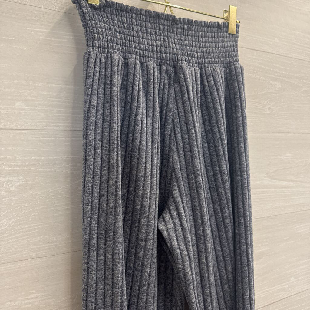 Z Supply Blue Ribbed Wide Leg Pull On Pants Extra Small