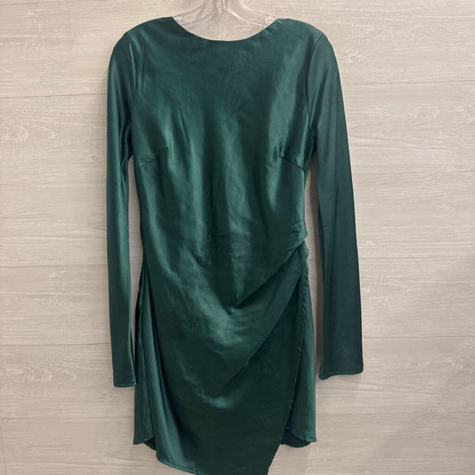 Sage and Paige Dark Green Silky Long Sleeve Short Formal Dress Large