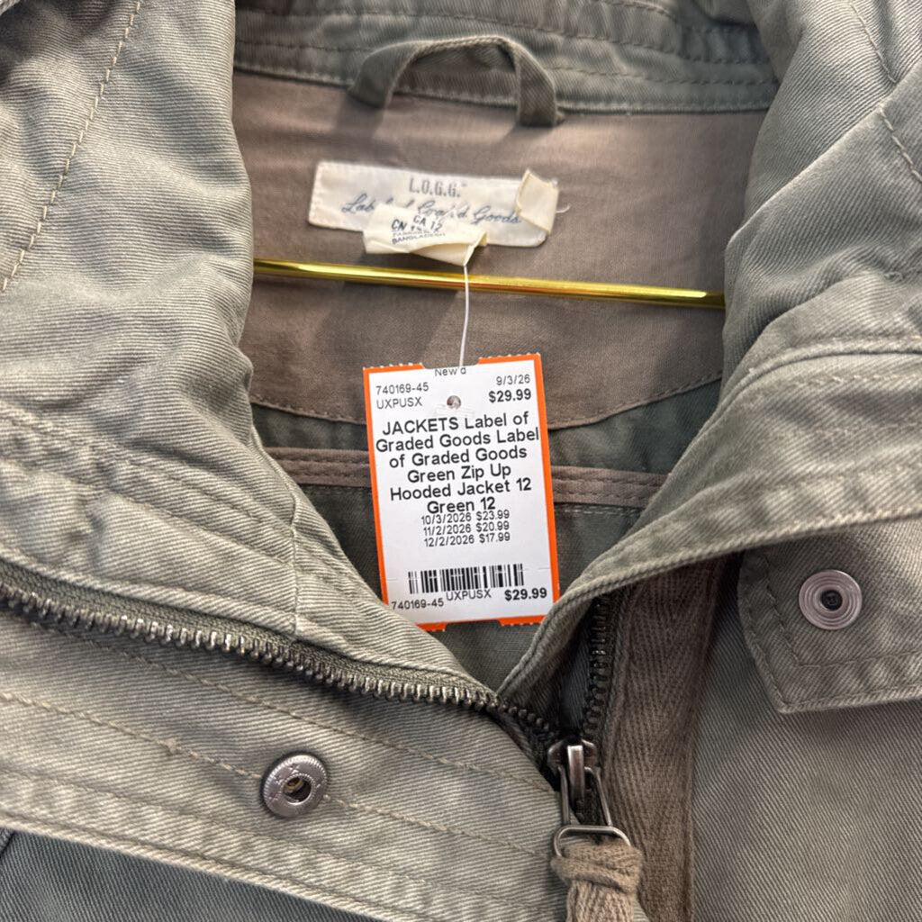 Label of Graded Goods Green Zip Up Hooded Jacket 12