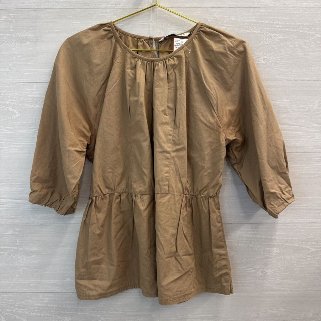 Zara Brown Long Sleeve Top Large