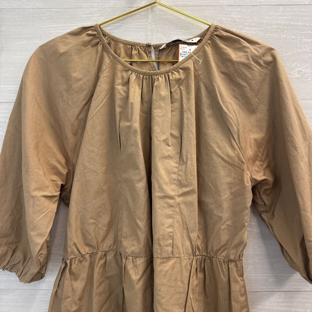 Zara Brown Long Sleeve Top Large