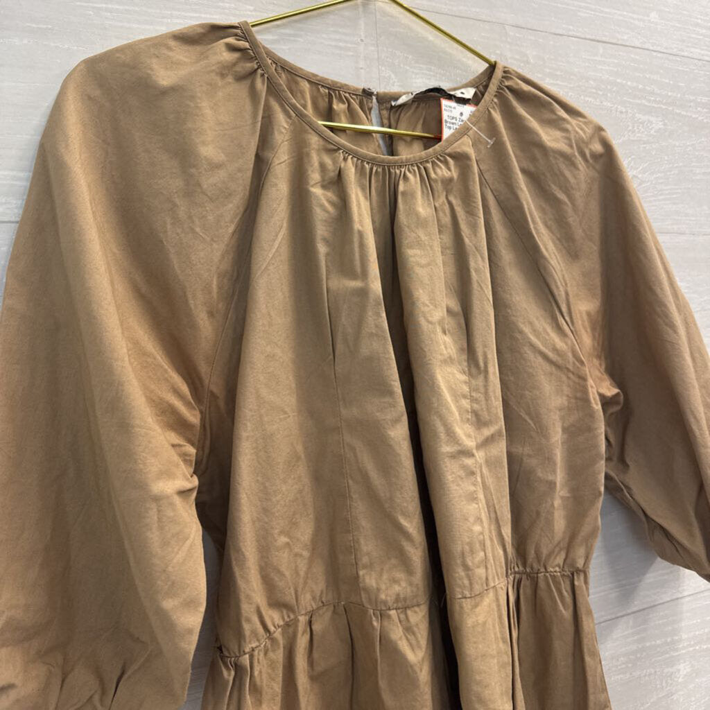 Zara Brown Long Sleeve Top Large