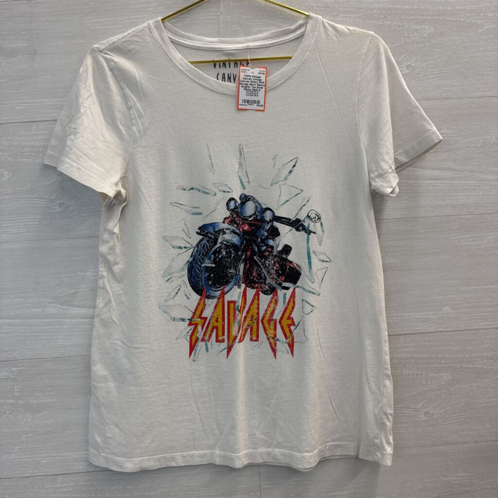 Vintage Canvas White/ Multi Savage Short Sleeve Graphic Tee Small