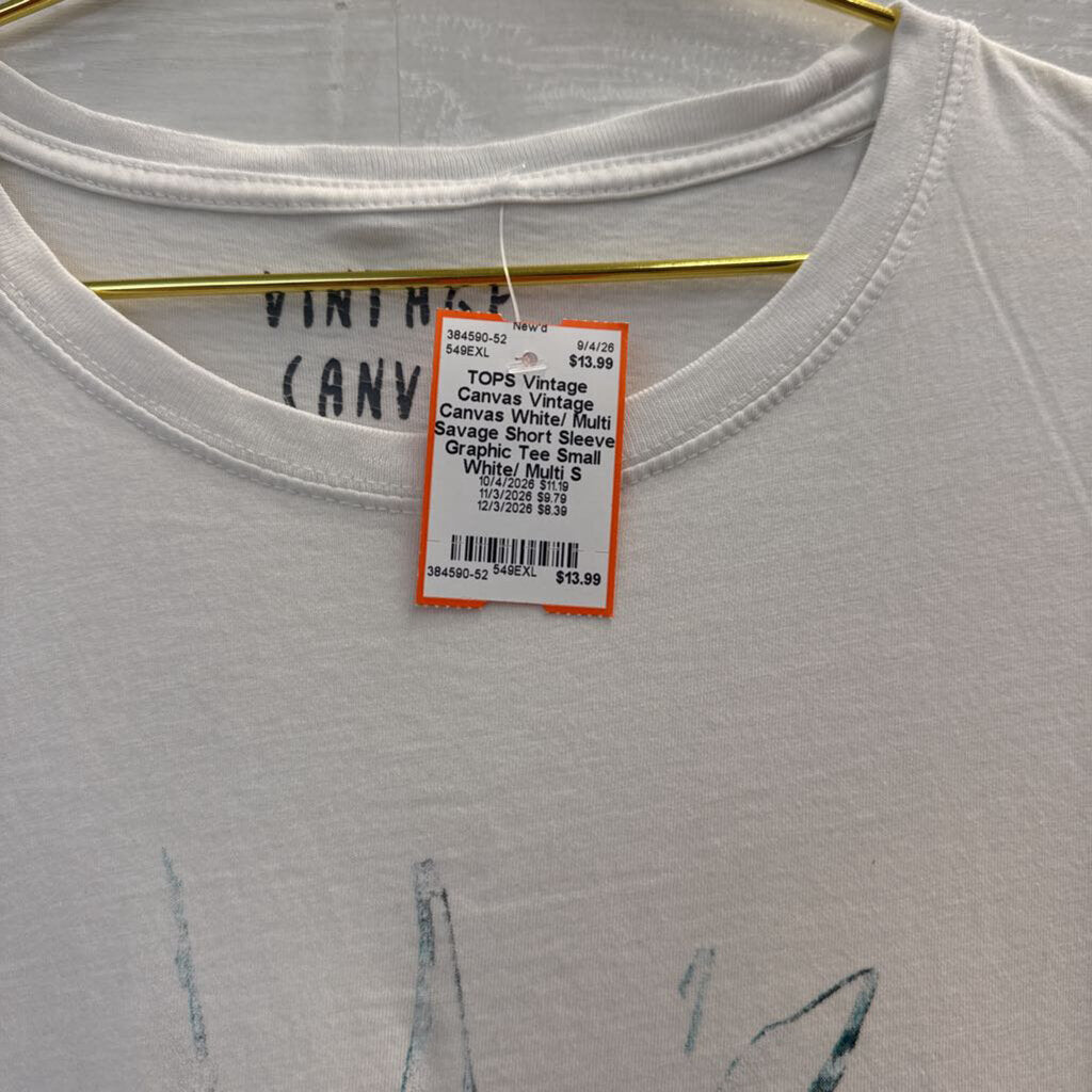 Vintage Canvas White/ Multi Savage Short Sleeve Graphic Tee Small