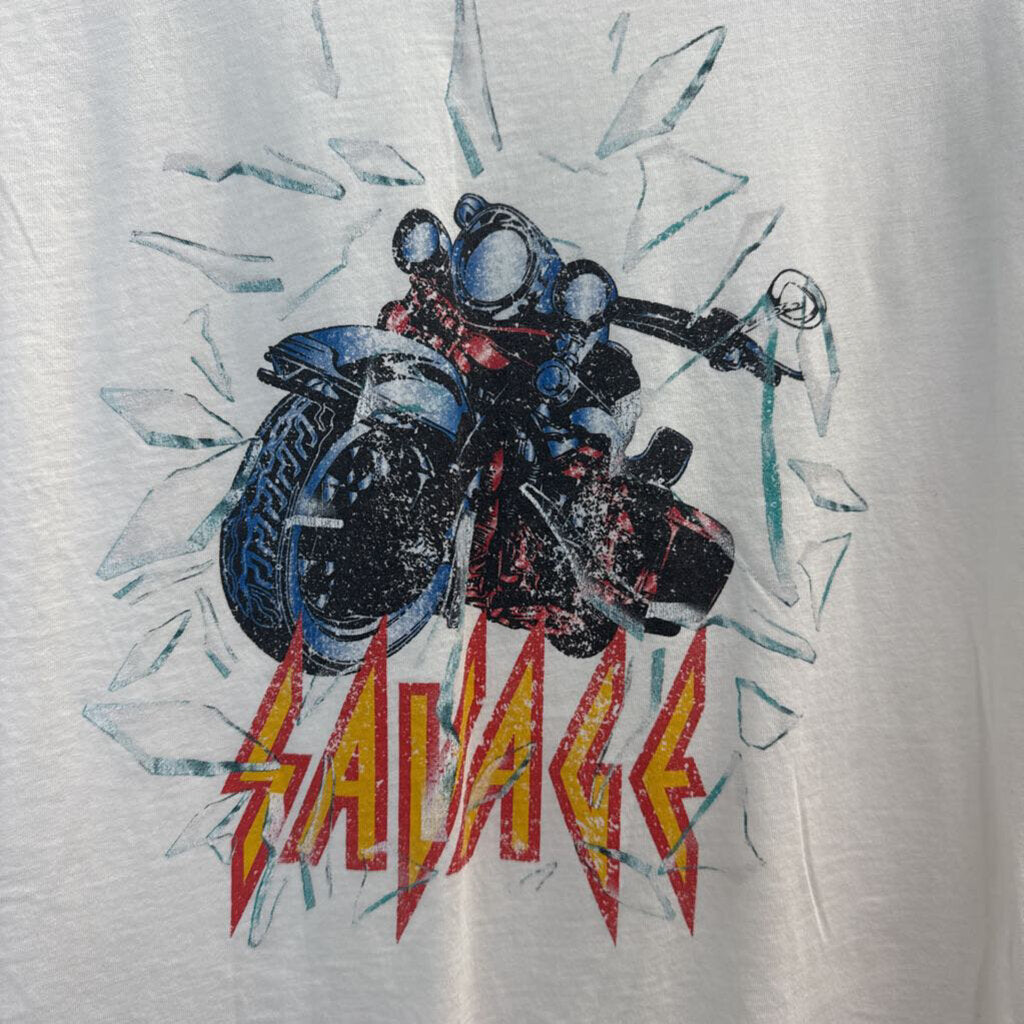Vintage Canvas White/ Multi Savage Short Sleeve Graphic Tee Small