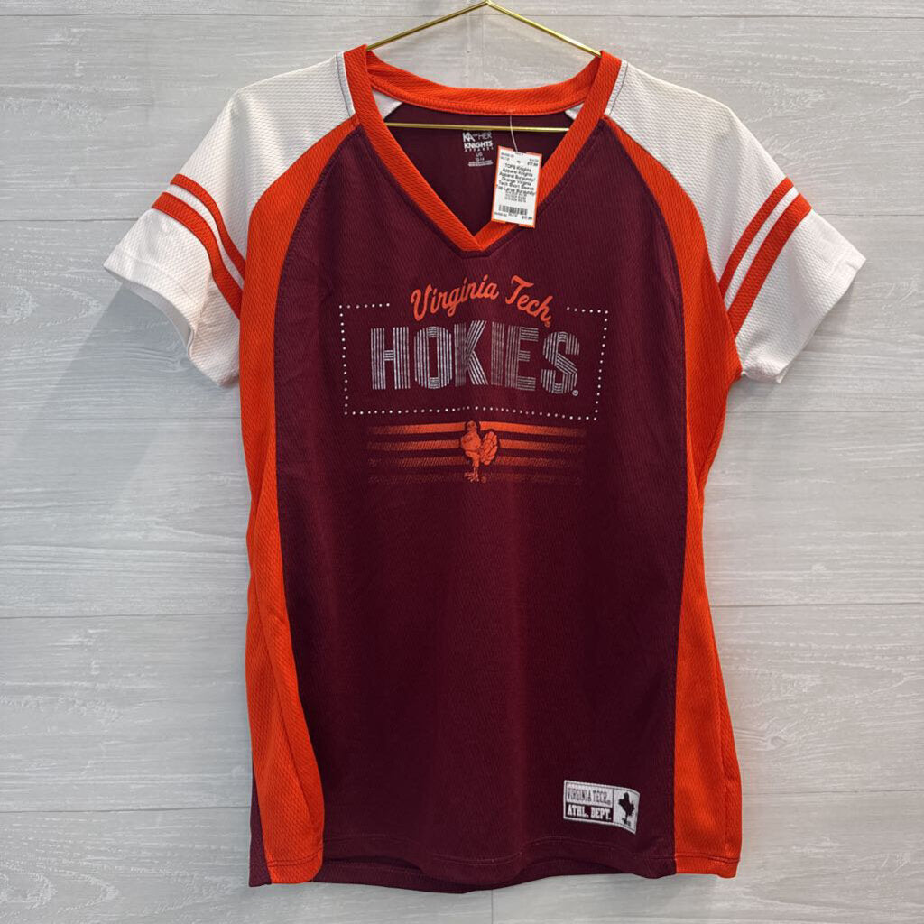 Knights Apparel Burgundy/ Orange Virginia Tech Short Sleeve Top Large