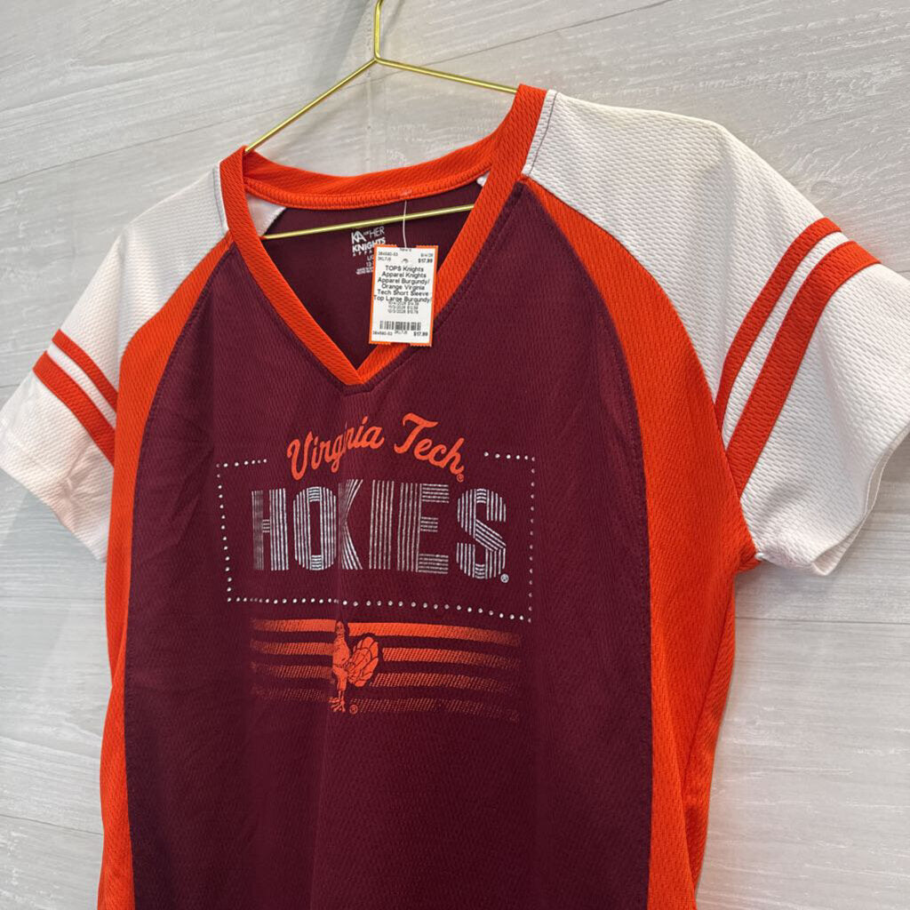 Knights Apparel Burgundy/ Orange Virginia Tech Short Sleeve Top Large