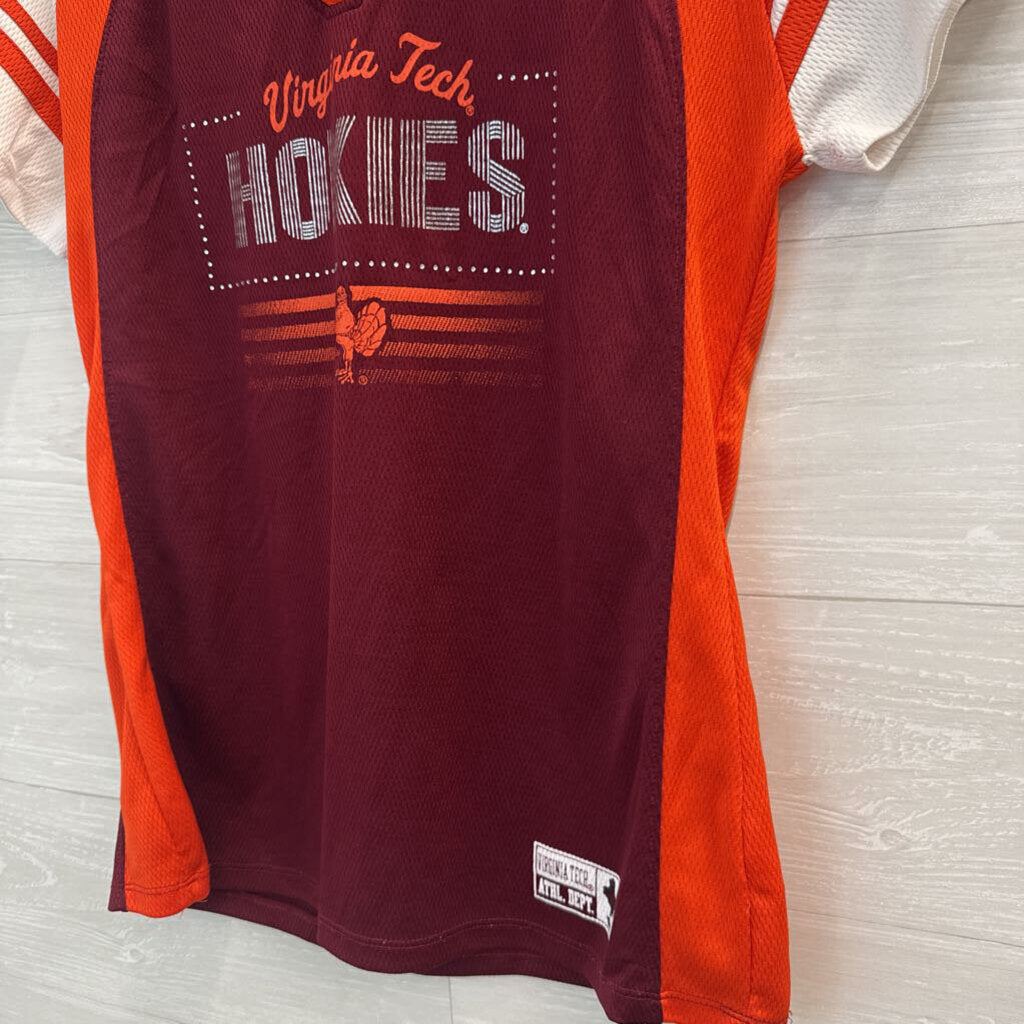 Knights Apparel Burgundy/ Orange Virginia Tech Short Sleeve Top Large