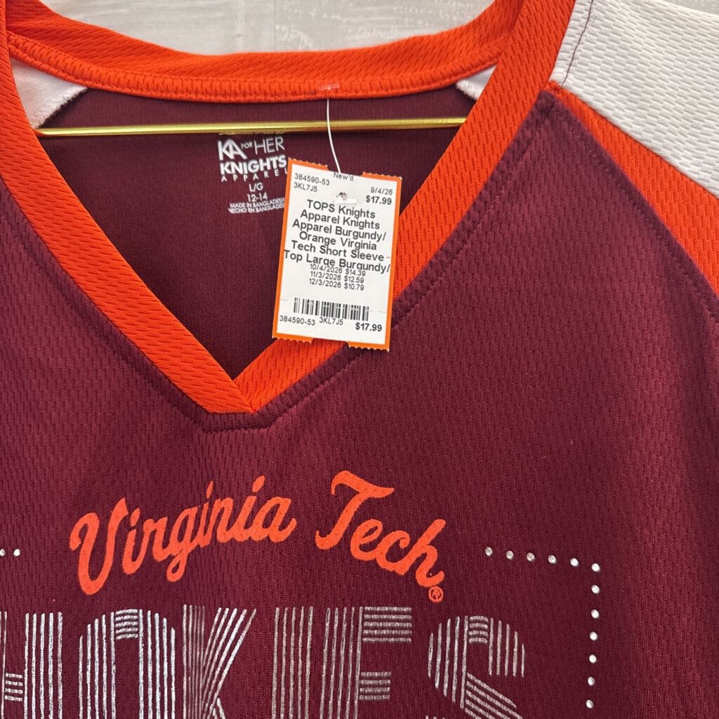 Knights Apparel Burgundy/ Orange Virginia Tech Short Sleeve Top Large