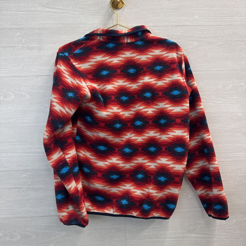 Patagonia Synchilla Red/ Blue Aztec Print Fleece Pullover Medium