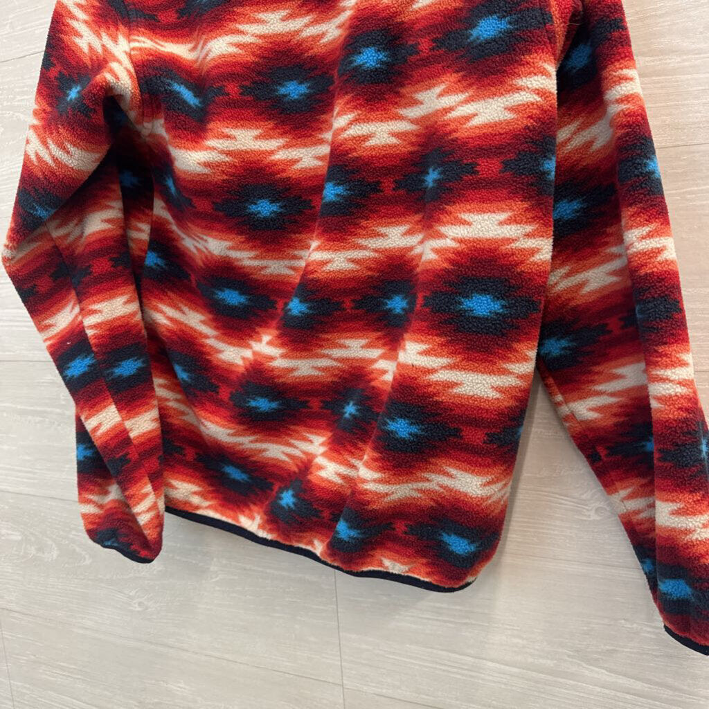 Patagonia Synchilla Red/ Blue Aztec Print Fleece Pullover Medium
