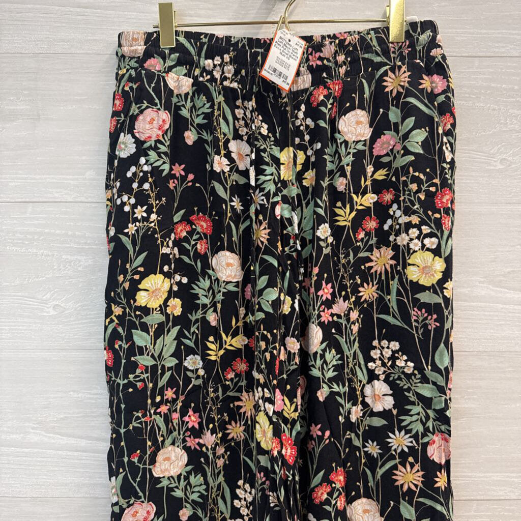 Loft Black/ Multi Print Pull On Pants Extra Small