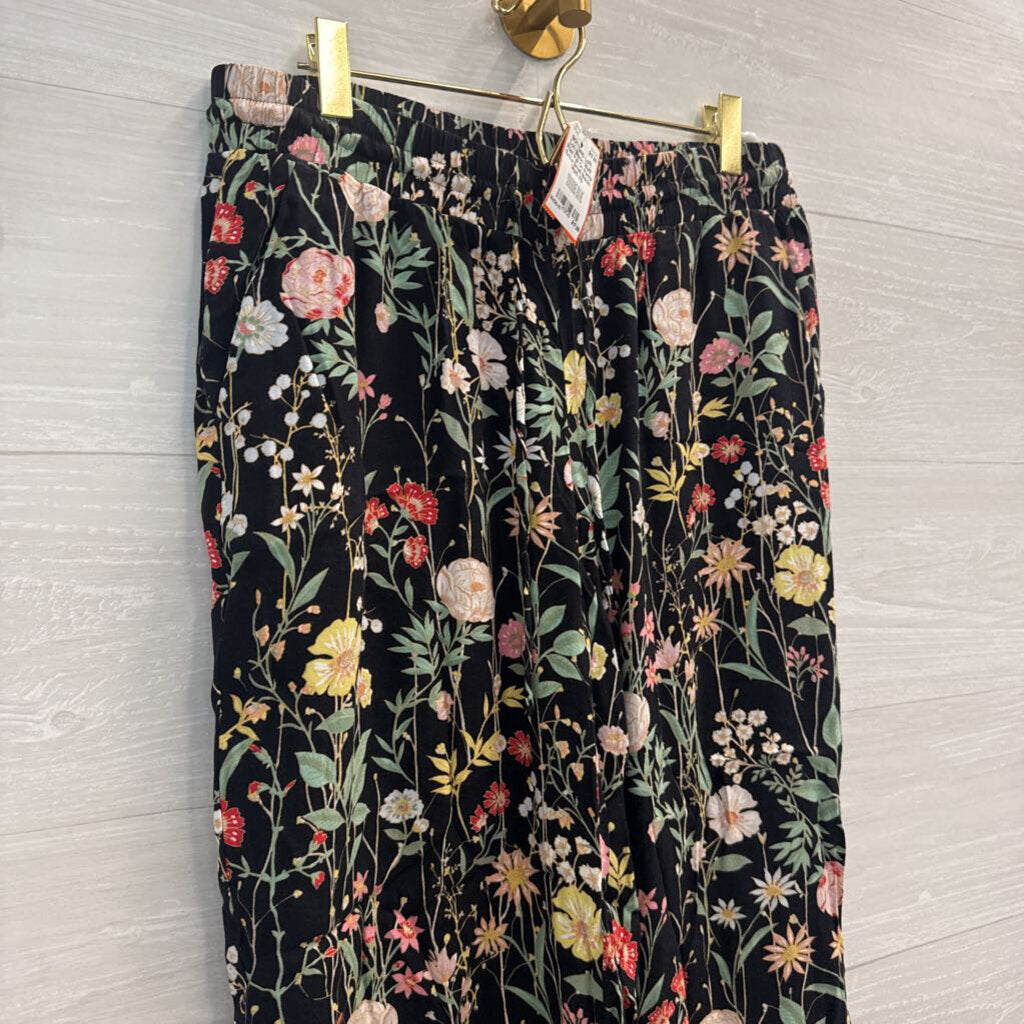 Loft Black/ Multi Print Pull On Pants Extra Small