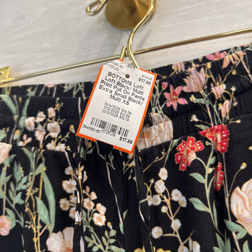 Loft Black/ Multi Print Pull On Pants Extra Small