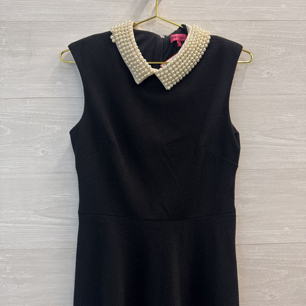 Betsey Johnson Black / Pearl Collar Sleeveless Dress 6